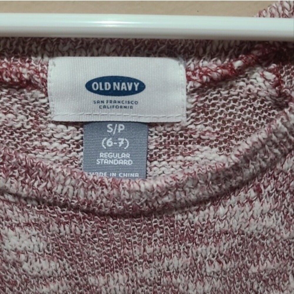 Old Navy purple and white light weight pullover sweater 6-7 * - Picture 3 of 3